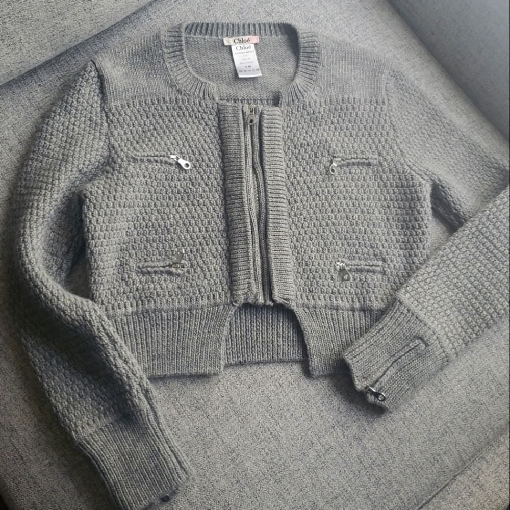 Chloé Gray 100% Wool Medium Sweater